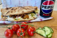 Pizzasandwich og sodavand